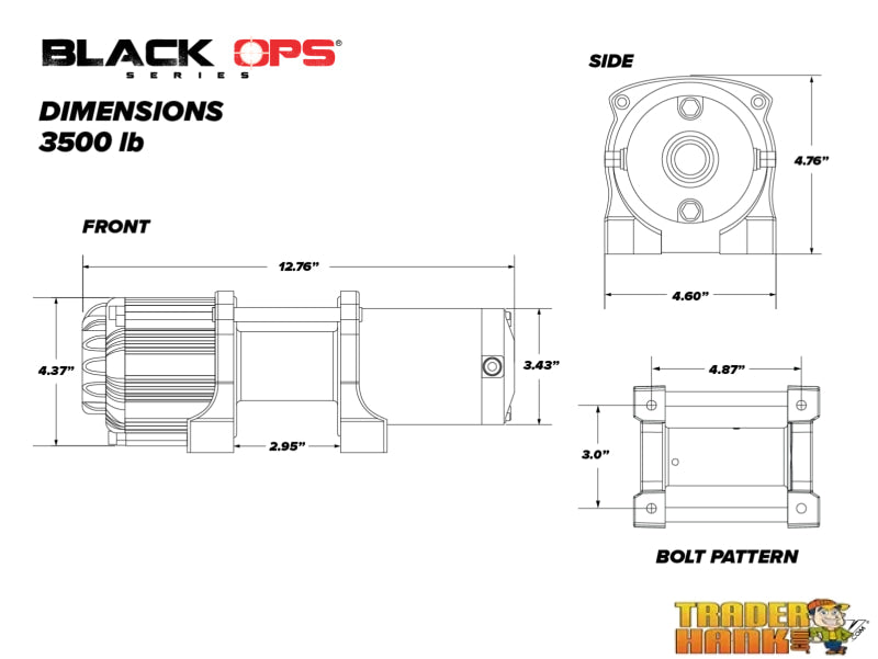 3500 Lb. Black Ops UTV/ATV Synthetic Rope Winch | Free shipping
