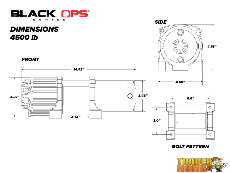 4500 Lb. Black Ops UTV/ATV Synthetic Rope Winch | Free shipping