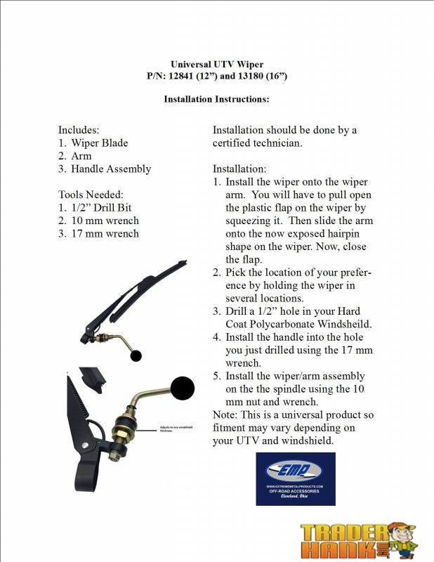 Hand Operated UTV Wiper for Hard Coated Poly Windshields Only | UTV ACCESSORIES - Free Shipping