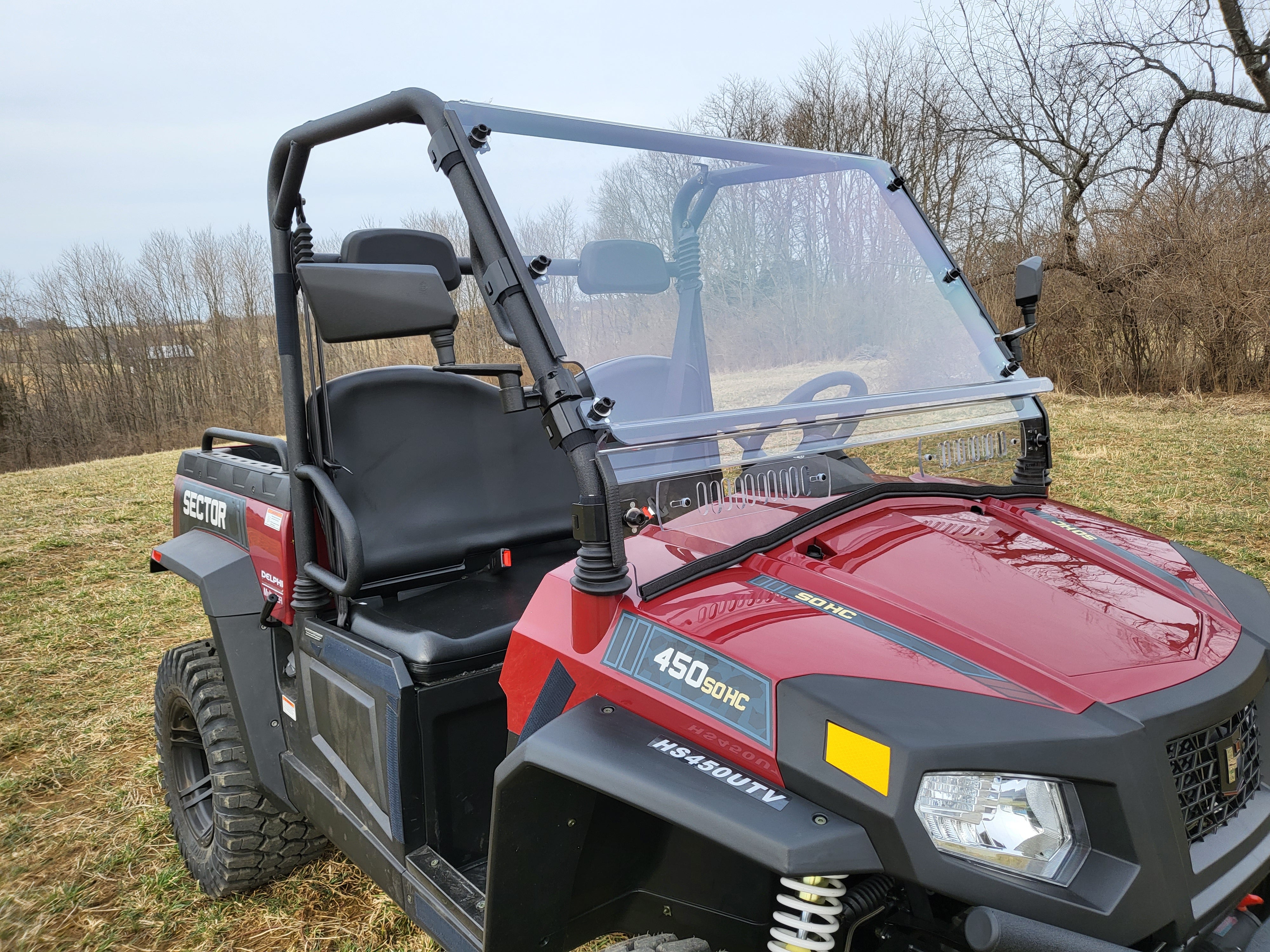 HiSun Sector 450 - 2 Pc Windshield with Clamp, Vent, and Hard Coat Options