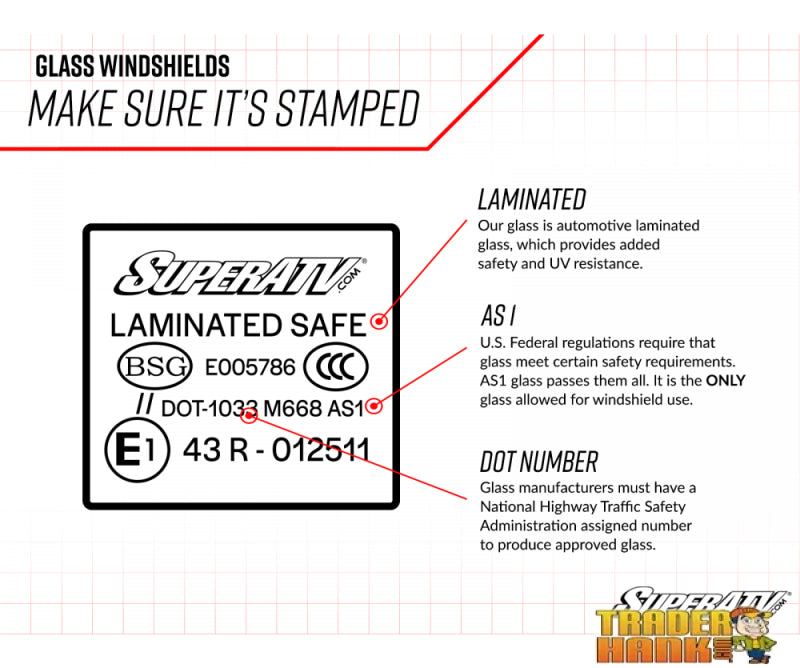 Honda Pioneer 1000 amd 1000-5 Glass Windshield DOT Approved | UTV Accessories - Free shipping