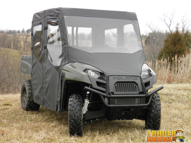 Polaris Ranger Crew 570 Mid Size - 4 Passenger - BLACK - Full Cab Enclosure with Vinyl Windshield | UTV Accessories - Free shipping