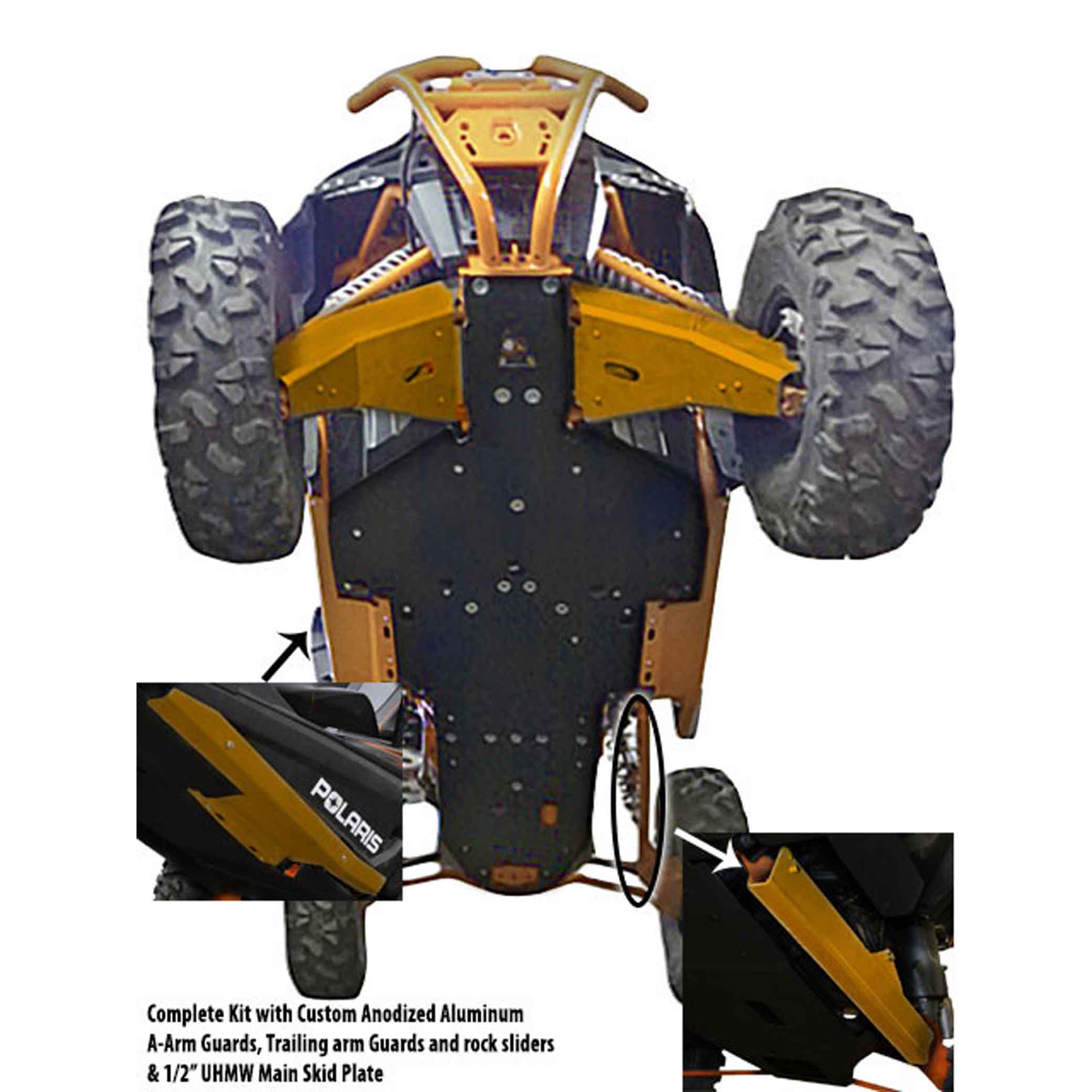 RZR XP 1000 Desert Edition Ricochet 10-Piece Complete Aluminum or UHMW Skid Plate set