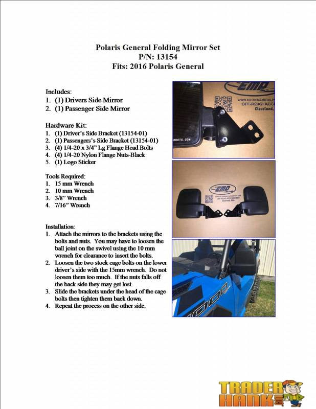 Polaris General Folding Mirror Set | UTV ACCESSORIES - Free shipping