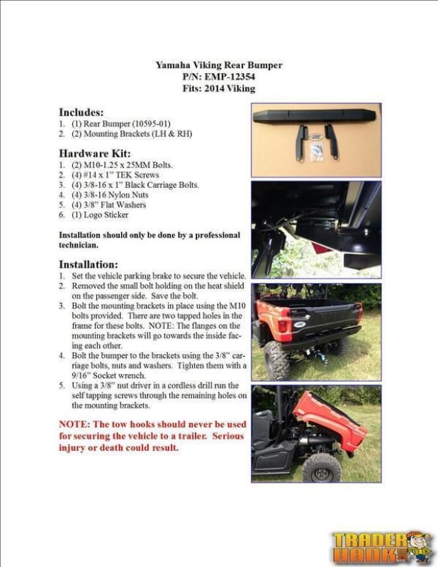 Yamaha Viking Rear Bumper | UTV ACCESSORIES - Free Shipping