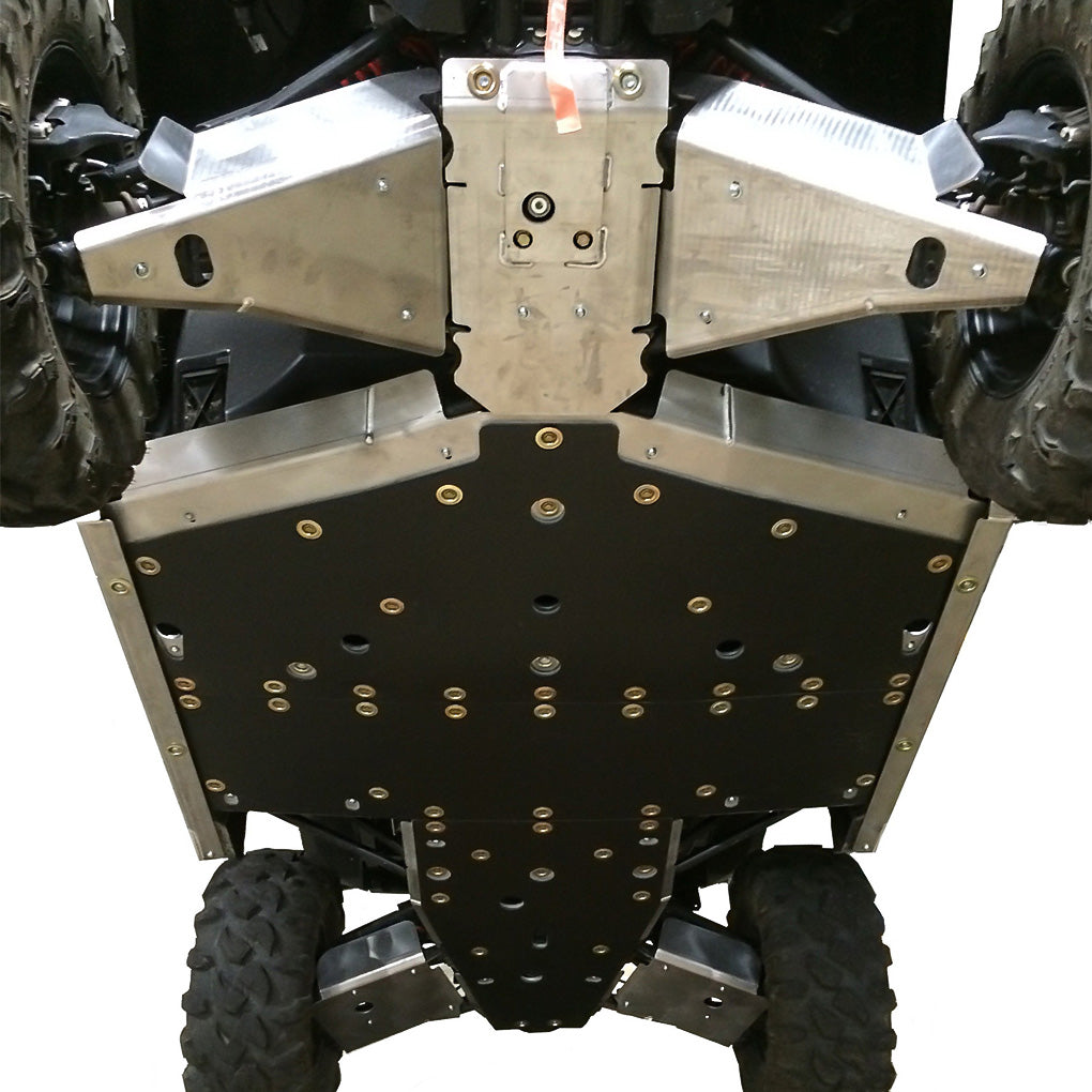 Polaris General 1000 Ricochet 10-Piece Complete Skid Plate Set in Aluminum or with 1/4" UHMW Layer