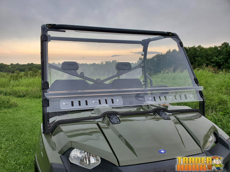 Polaris Ranger Full-Size Crew 570 - 6 Passenger - 2 Pc Scratch-Resistant Windshield w/Vent and Clamp Options | UTV Accessories - Free