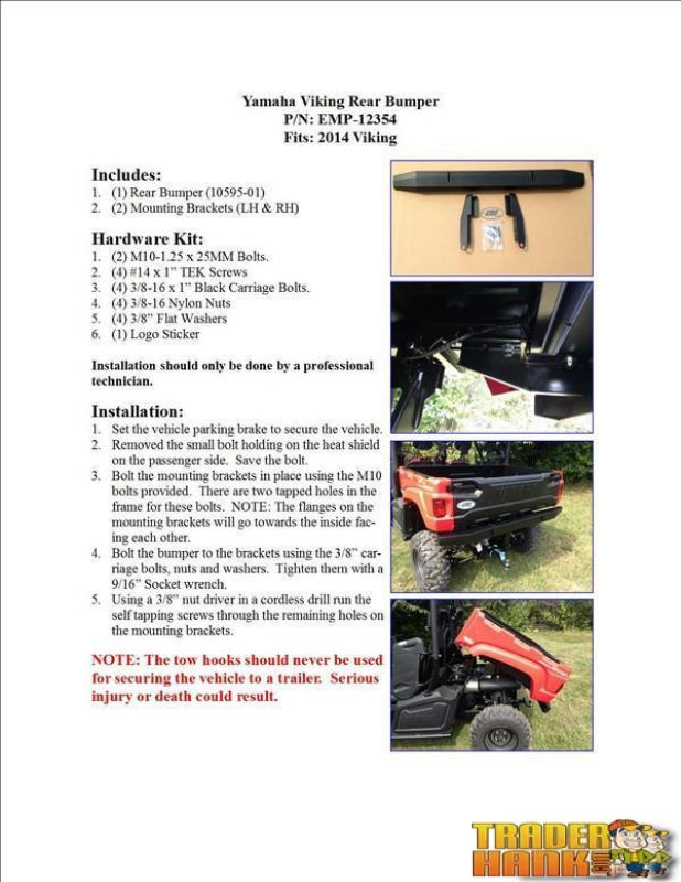 Yamaha Viking Rear Bumper | UTV ACCESSORIES - Free Shipping