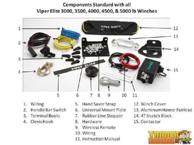 3500 lb Viper Elite Winch with Blue Synthetic Rope | UTV ACCESSORIES - Free Shipping