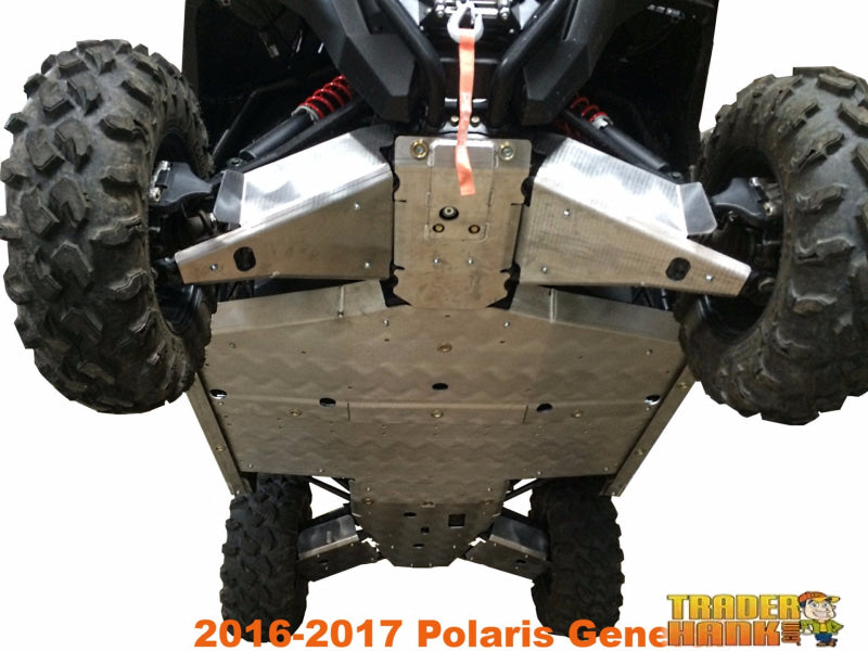 Polaris General 1000 Ricochet 10-Piece Complete Skid Plate Set in Aluminum or with 1/4 UHMW Layer | Ricochet Skid Plates - Free Shipping