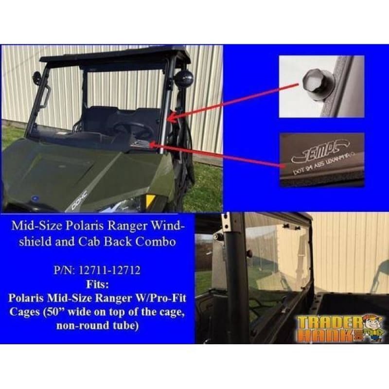 Mid-Size Ranger Windshield & Cab Back Combo | UTV ACCESSORIES - Free Shipping